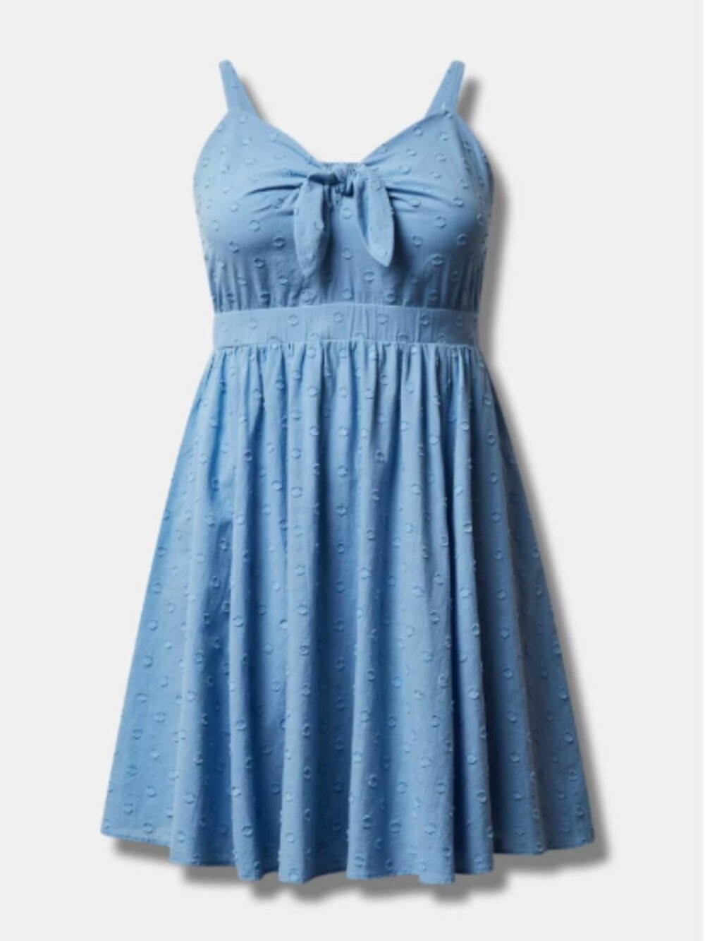 Torrid Light Blue Dot-Textured Tie-Front Sundress